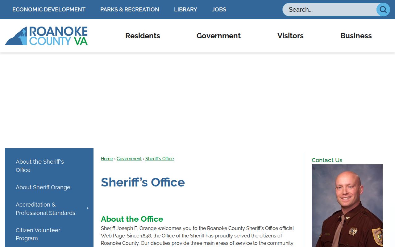 Roanoke County criminal records and Sheriff jail services in Salem