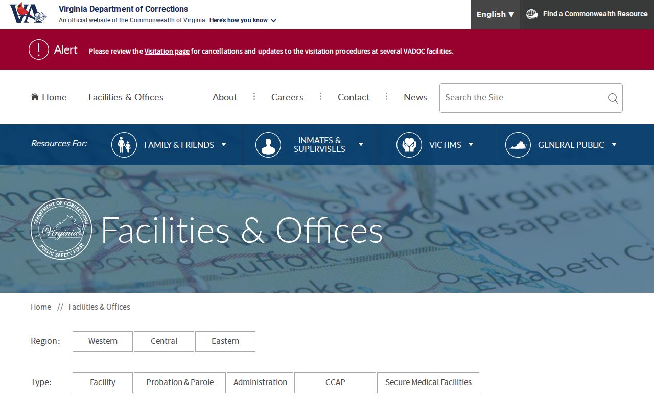 VADOC District 15 office for Roanoke County criminal supervision records